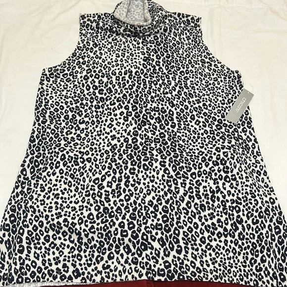 Chico’s Turtleneck Sleeveless Sweater Leopard Print size 1 NWT - Picture 1 of 10
